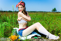 Tiny tit teens world amour angels style in field