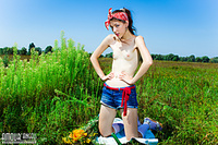 Tiny tit teens world amour angels style in field