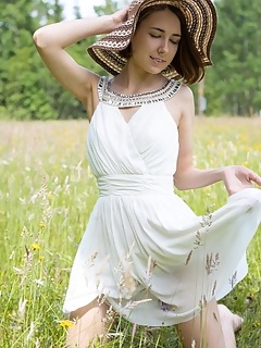 Model posing in the park