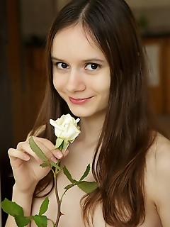 Eiby shine eiby shne strikes sweet smile before taking off her purple lace panties