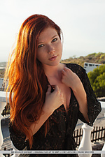 Mia sollis sensually poses on the veranda baring her sweet body and delectable pussy.