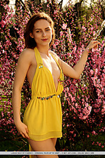 Laran shay laran shay strips her yellow dress as she poses in the outdoors baring her slender body and sweet pussy.