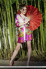 Emily bloom top model emily bloom strips her kimono as she flaunts her gorgeous body and delectable pussy.
