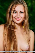Gracia new model gracia flaunts her sexy, slender body and smooth pussy in the woods.