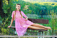 Georgia georgia strips off her sheer pink dress and showcase her delicate, nubile body