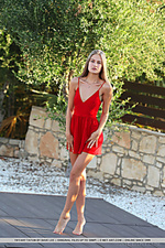 Tiffany tatum tiffany tatum playfully poses outdoors as she strips her red dress.