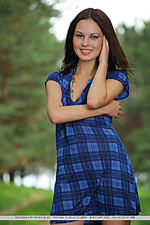 Bogdana b undresses her plaid top and shows off her smooth butt and pussy