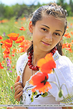 Sima enjoys a relaxing weekend, sunbathing among the flowery fields for her debut series.